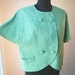 Vintage 50's or 60's Jacket, Mad Men Era, Short Sleeved, Mint Green, Linen, Women's Size Large