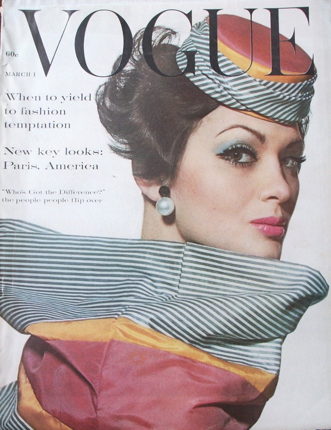  Vintage  1960 s Fashion  Magazine  VOGUE March 1961 Mad Men