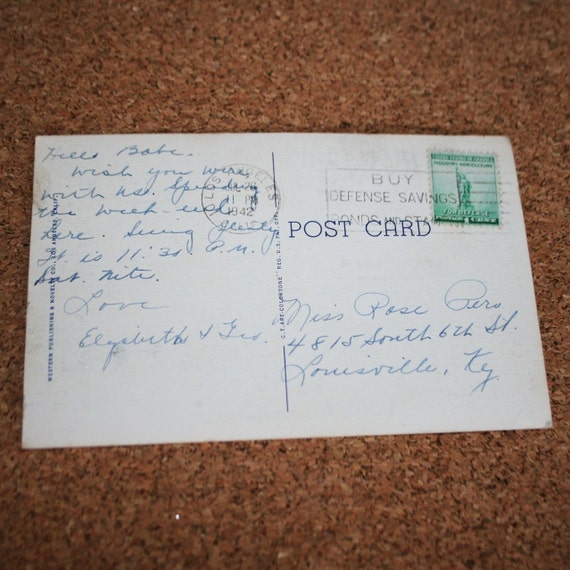 Colorful Vintage Linen Los Angeles Postcard Postmarked 1942
