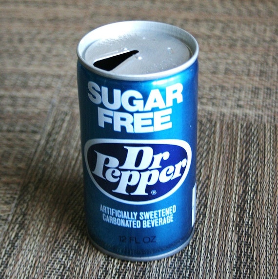 Vintage 1970s Blue Sugar Free Dr Pepper Steel Can Pull Tab