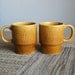Pair of Retro Golden Butterfly Stackable Tea or Coffee Ceramic Mugs - Japan