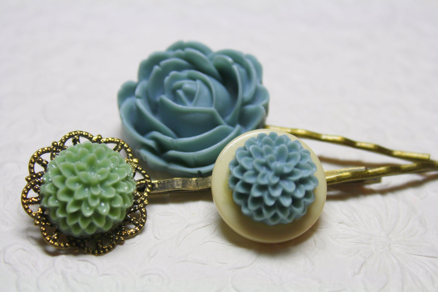 Flower Hair Pins Bobby Pins with Beautiful Flower Cabochons