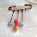 Hot Air Balloon Brooch - Crochet Brooch - Mini Hot Air Balloon and Clouds Safety Pin Brooch