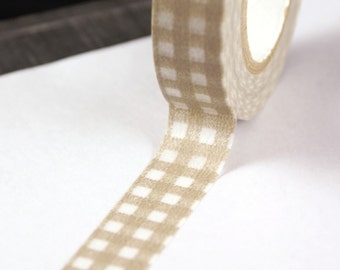 Light Tan Brown Gingham Checkers Washi Masking Tape-16.5 YARDS