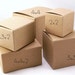 4 x 4 x 2 - Set of 15 gift boxes - PINSTRIPE Kraft Brown one piece Small Cube Square Tuck-Top Wedding Favor, Candy, Jewelry, Treat