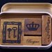 French Victorian Crown & Framed Keys Themed Gift Tin of 4 Japanese Wood Mounted Rubber Stamps