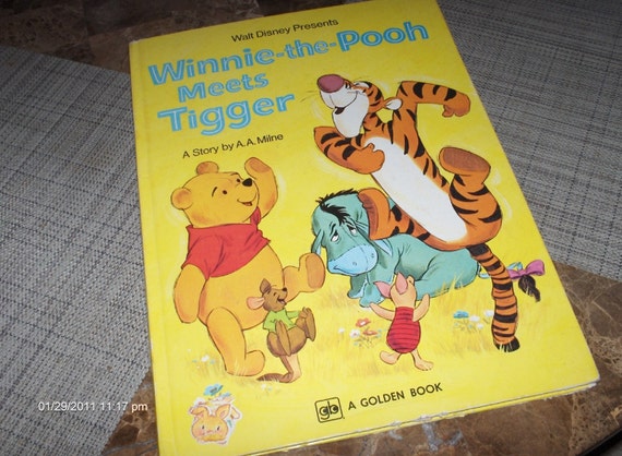 Winnie-the-Pooh meets Tigger Large Golden by DaisVintageTreasures