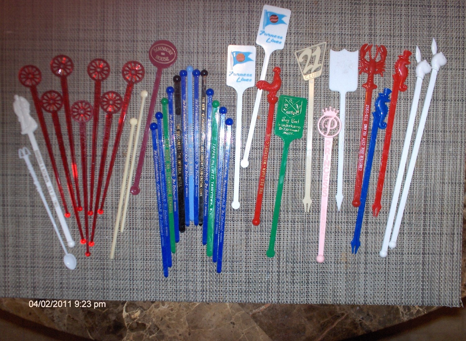 Vintage Swizzle Sticks lot of 35 1960s 1970s
