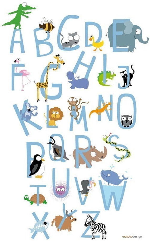 Items similar to Animal Alphabet Print - English on Etsy