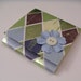 Blue Green and Brown Argyle Sticky Notes Pad with Blue Paper Flower and Green Button