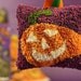 Jack O Lantern Halloween Home Decor. Glow in the Dark Sachet. Pumpkin Ornament. Punchneedle Embroidery. Orange, Purple, Green.