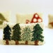 Pine Tree Miniature Balsam Fir Sachet. Punchneedle Embroidery. Forest Green, Cream, Brown. Dollhouse Pillow, Home Decor