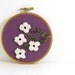 White Flowers and Vines Punch Needle Embroidery Hoop Wall Art. Spring Home or Cottage Decor. White, Purple, Amethyst, Green. HarpandThistle