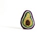 Sparkle Avocado Pin. Punchneedle Embroidery. Green, Purple, Brown. Fiber Art Jewelry. Quirky Fun Fashion by HarpandThistle