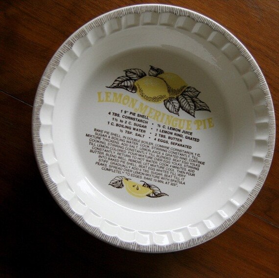 Vintage Lemon Meringue Pie Recipe Plate