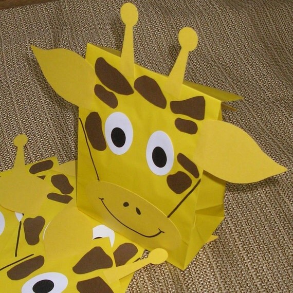 Giraffe Treat Sacks Jungle Zoo Safari Theme Birthday Party Favor Bags