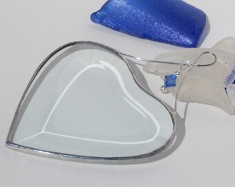 September Blue Sapphire Crystal Bead and Glass Heart Suncatcher