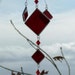 Mobile Cluster of Ruby Red Glass and Silver Lines