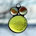 Yellow Gem Bug Glass Nugget Ornament with Red and Yellow Cateyes