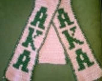 Crochet Hat and Scarf Set made with AKA Sorority Colors - Women's Clothing Accessories