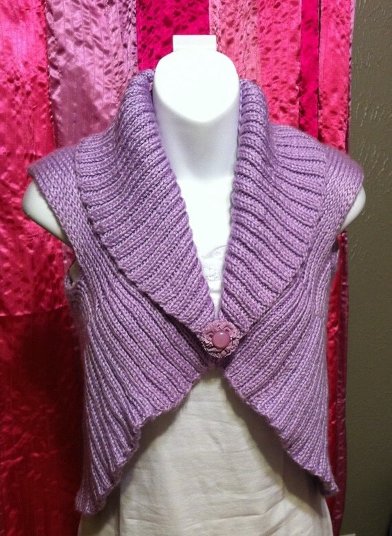 Lavender Purple Circular Shrug Sweater Bolero Vest with