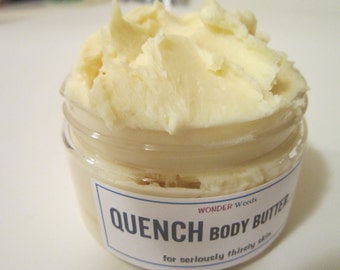 QUENCH Body Butter for Seriously Thirsty Skin, 90% Certified ORGANIC Butters and Oils, Large Size