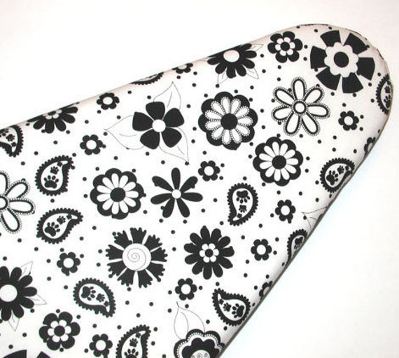 Ironing Board cover in Black and White Floral by PixiilaneBoutique