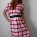 Sale- Red Plaid Dress. Office Fashion. Casual Dress. Spring Fashion. Summer Cotton Dress