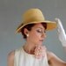 Summer Sale- Vintage 1960s Straw Hat. Yellow Ivory. Mad Men. Weddings. Office Fashion. Summer. Fall. Resort. Size Medium