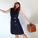 STOREWIDE SALE- 1960s Dress. Navy Blue. Shift Dress. Mod. Nautical. Office. Summer Dress. Mad Men Fashion. Size Large