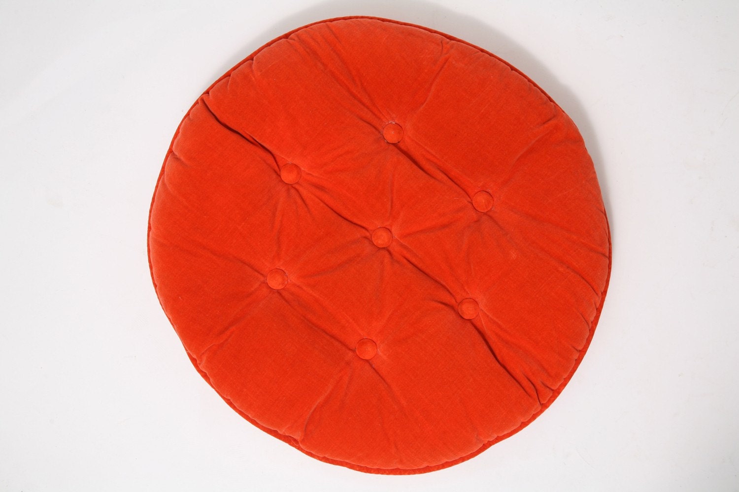 Bright Orange Velvet Throw Pillow Round