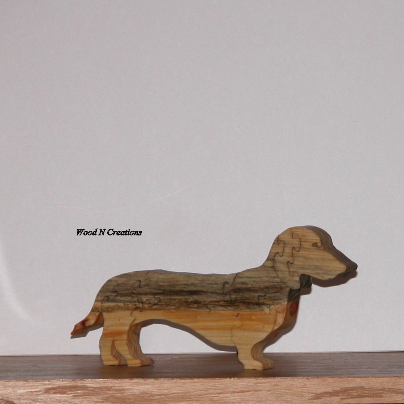 Wooden Dachshund Decor of Blue Pine