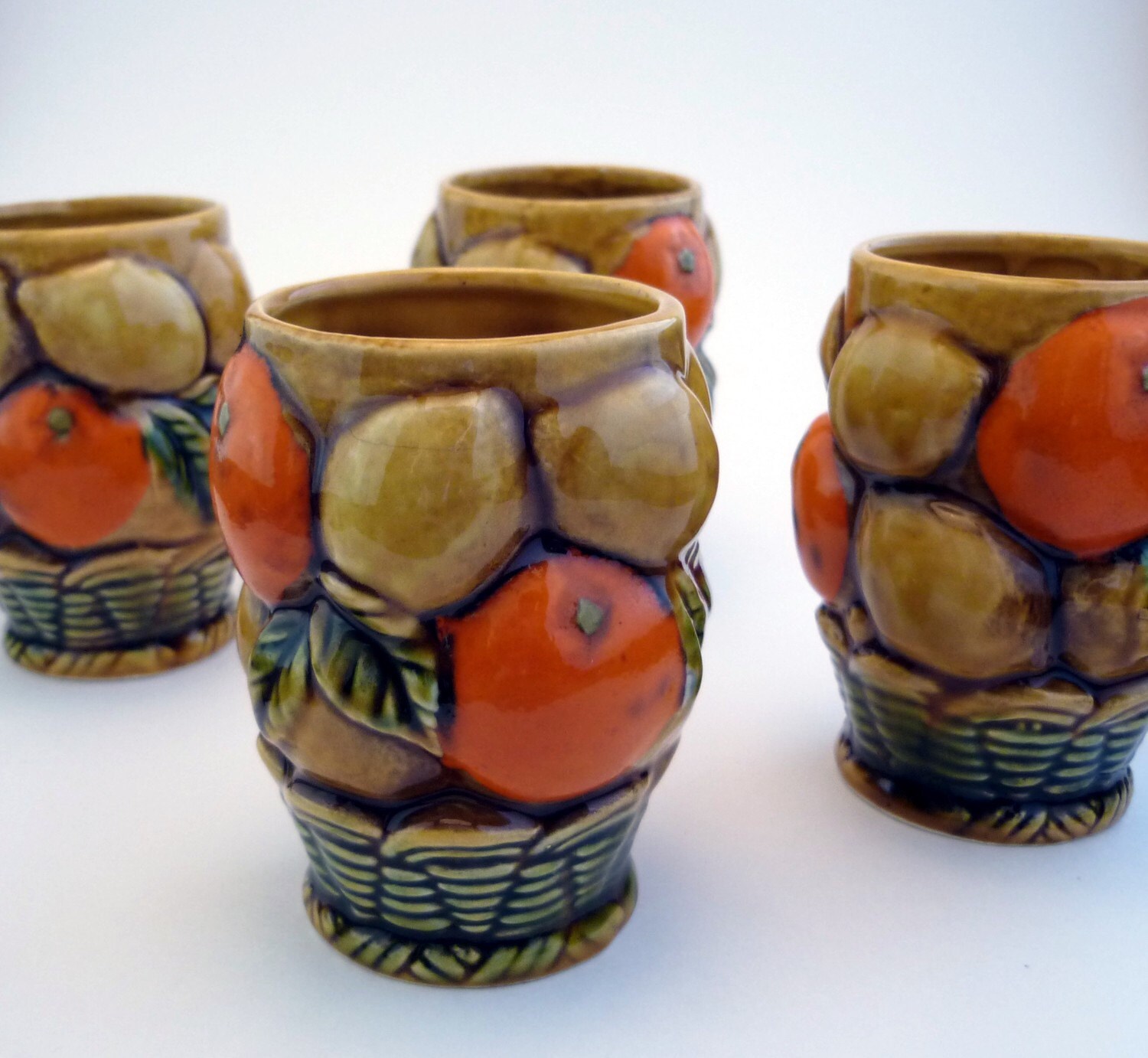 Orange Spice cups Inarco Pottery