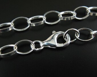 Sterling Silver Bracelet- Chunky Flat Cable Oval 7mm by 5mm ( 7 inches)-Sku: 601004