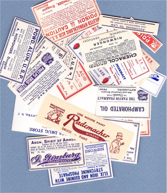 PHARMACY LABELS Assorted Group of 23 Unused by RogueValleyVintage