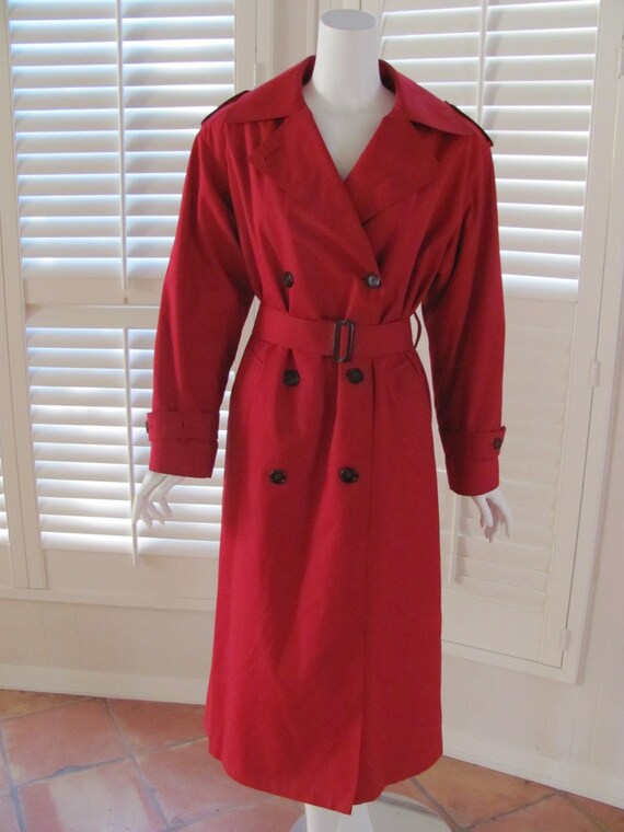 Red London Fog Belted Trench Spy Jacket with by ACollectiveNest