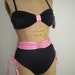Pink Accented Black Highwaisted 1980's NOS Vintage Bikini - S