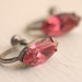Cat Eye vintage Earrings / Pink / Navette / Rhinestones