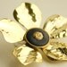 Gold and Navy Flower Brooch