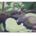 Original painting, 'Shady pool', acrylic, landscape, valley, rocks, 10x14