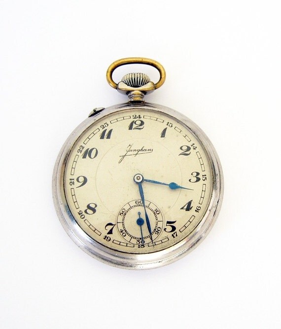 Antique German pocket watch Junghans by ClockworkUniverse on Etsy