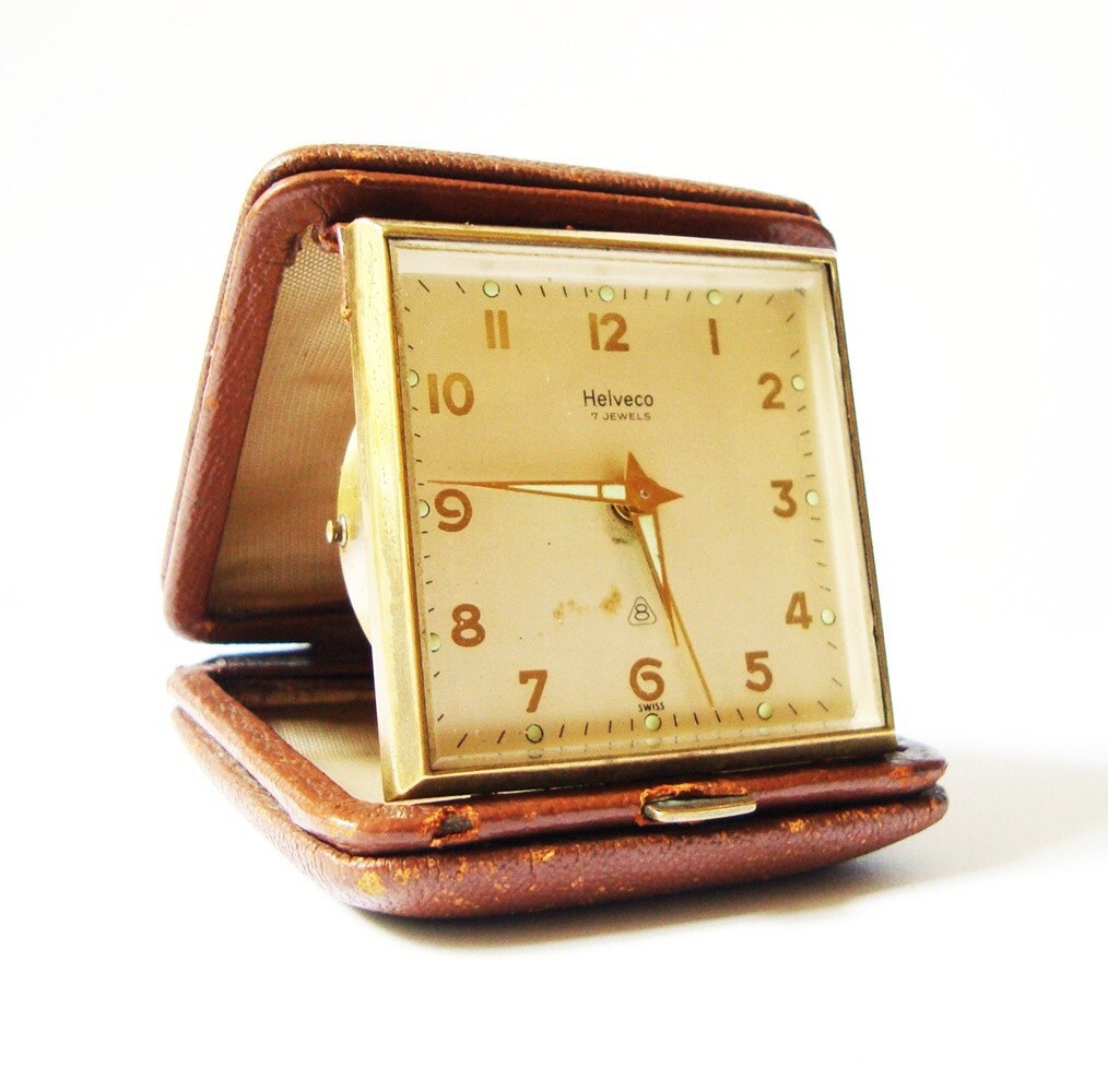 Vintage SWISS travel alarm clock HELVECO
