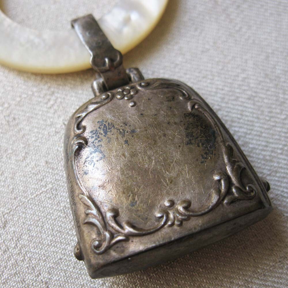 Antique Sterling Silver Baby Rattle with Bell and Mother of