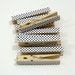 Clothespins. Set of Ten. Black and White Polka Dots
