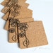 Cork Drink Coaster, Curly, Flower, Floral Pattern, Set of 6