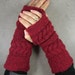 Cable knit fingerless gloves fingerless mittens arm warmers in bordeaux wine garnet deep red chunky tbteam therougett LAST PAIR