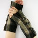 arm warmers fingerless mittens fingerless gloves arm cuffs recycled wool coffee brown plaid eco friendly unisex men tagt team teamt