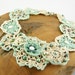 bib necklace aqua and ecru crocheted victorian romantic necklace fiber art necklace with pearls unique curationnation