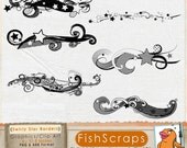 Star Clip Art Swirls - Star ClipArt - Swirly Digital Borders - Flourishes - Graduation - Graphics + Photoshop Brushes Il_170x135