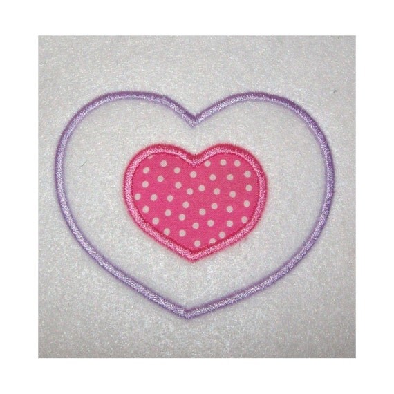 Double Heart Outline with Heart Applique by JakkisDesigns on Etsy